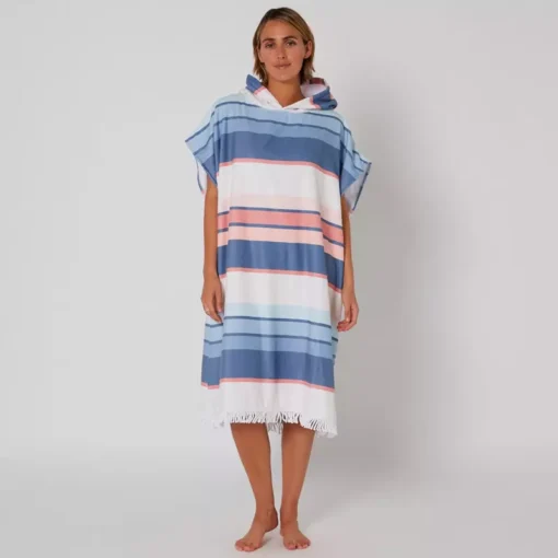 O&E Ladies Sunkissed Hooded Poncho - ALTW25 Ladies Sunkissed Hodded Poncho towel Multi 24 - O&E