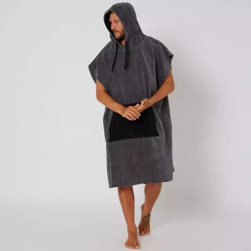 O&E Mens Day Break Poncho - AMTW13 DAYBREAK hooded poncho towel Charcoal 24 - O&E