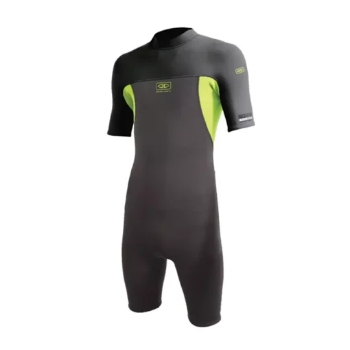 O&E Boys Free Flex 2/2 Back Zip Spring Wetsuit - SBWE37 2mm Boys FREEFLEX Springsuit Wetsuit BlackLime front - O&E