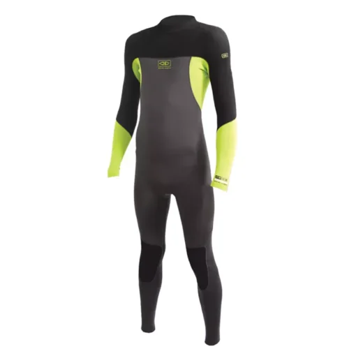 O&E Boys Free Flex 3/2 Back Zip Steamer Wetsuit - SBWE47 3 2mm Boys FREEFLEX Steamer Wetsuit BlackLime front - O&E