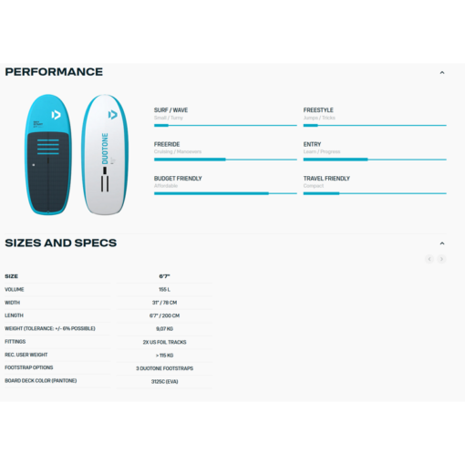 Duotone Foilboard Sky Start 2025 - DTF Foilboard Sky StartSpecs - Duotone